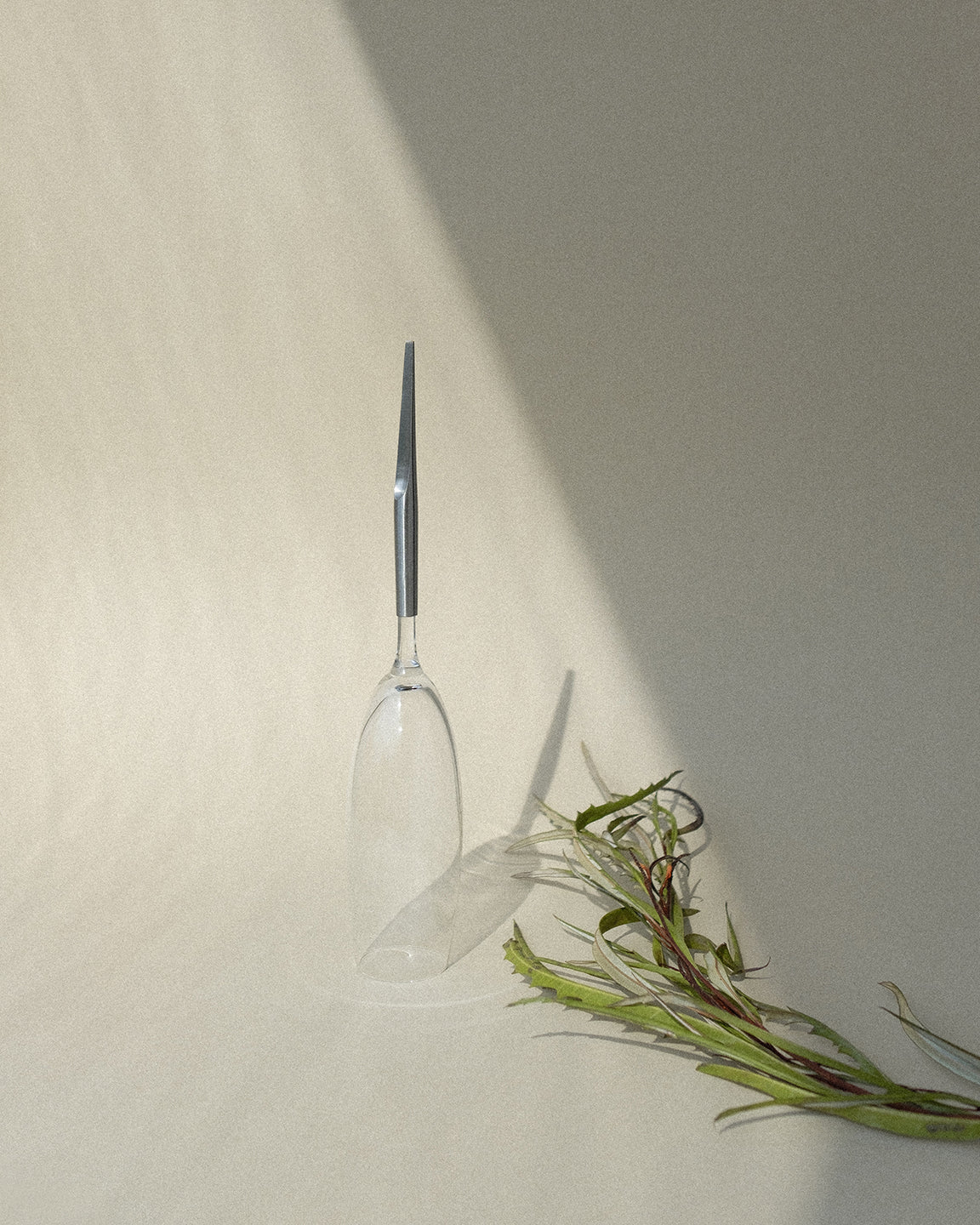 Crystal Champagne Glass with metal Pin, standing upside-down